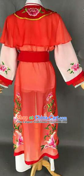 Chinese Ancient Peri Embroidered Red Dress Traditional Peking Opera Artiste Costume for Women