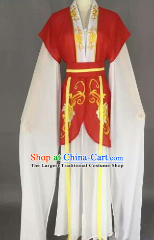 Chinese Ancient Maidservants Embroidered Red Dress Traditional Peking Opera Court Maid Costume for Women