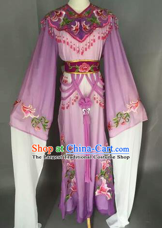 Chinese Ancient Court Princess Embroidered Purple Dress Traditional Peking Opera Artiste Costume for Women