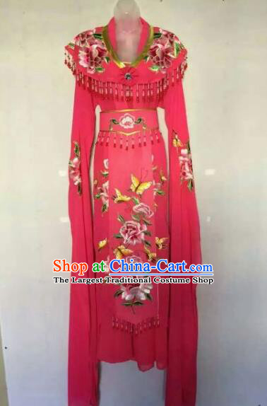 Chinese Ancient Peri Embroidered Rosy Dress Traditional Peking Opera Artiste Costume for Women