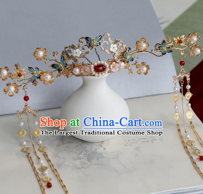 Chinese Traditional Hanfu Hair Accessories Ancient Princess Phoenix Coronet Tassel Hairpins for Women