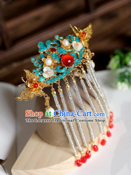 Chinese Ancient Princess Agate Tassel Hairpins Traditional Hanfu Hair Accessories for Women