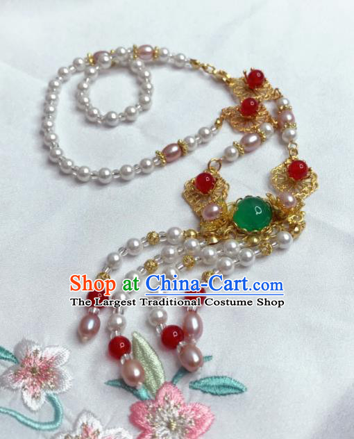 Chinese Traditional Hanfu Accessories Ancient Princess Pearls Hanfu Necklace for Women