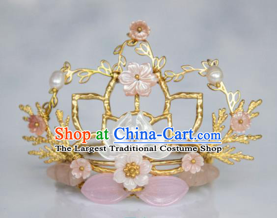 Chinese Ancient Princess Shell Lotus Hair Crown Hairpins Traditional Hanfu Hair Accessories for Women