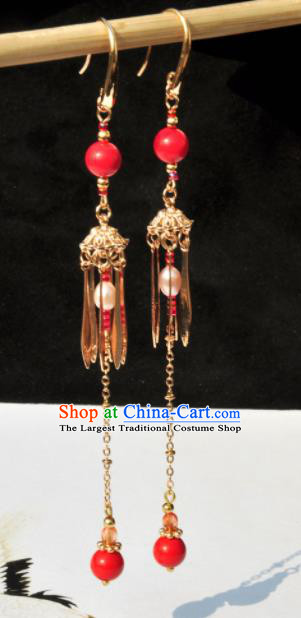 Chinese Traditional Hanfu Jewelry Accessories Ancient Princess Tassel Earrings for Women