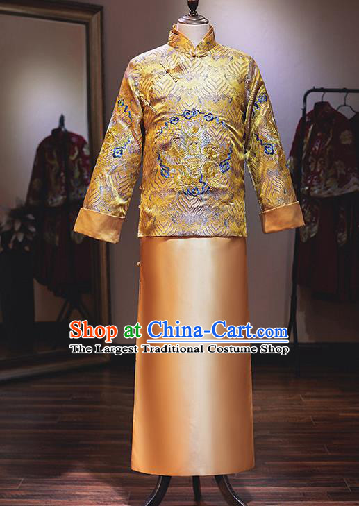 Chinese Traditional Wedding Costume Ancient Bridegroom Embroidered Tang Suit Clothing  for Men
