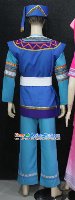 Chinese Traditional Zhuang Nationality Festival Clothing Ethnic Folk Dance Costume for Men
