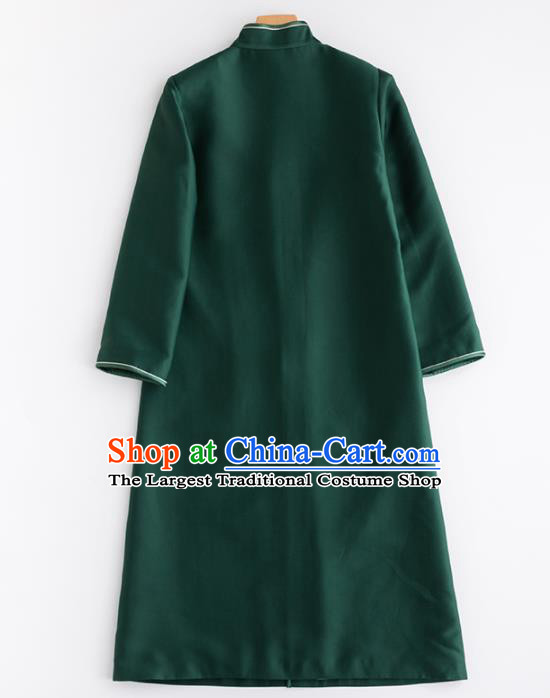 Chinese Traditional Tang Suit National Costume Upper Outer Garment Green Dust Coat for Women