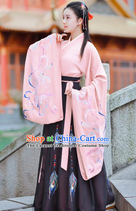 Chinese Ancient Princess Traditional Pink Hanfu Dress Jin Dynasty Court Historical Costume for Women