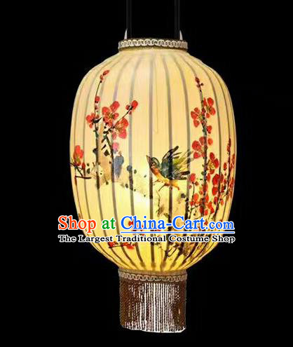 22 Inch Chinese Traditional Handmade Lantern Painting Plum Blossom Bamboo Weaving Palace Lanterns