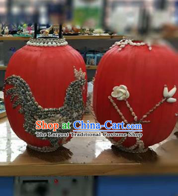 Chinese Traditional New Year Hanging Lantern Handmade Shell Red Palace Lanterns