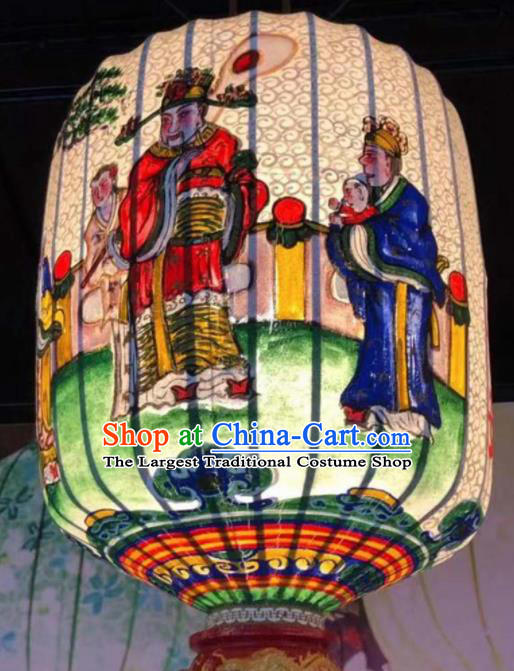Chinese Traditional New Year Hanging Lantern Handmade Painting God of Wealth Palace Lanterns
