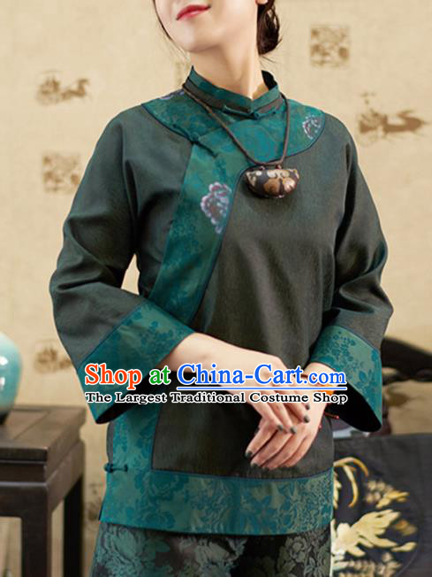 Chinese Traditional National Costume Tang Suit Upper Outer Garment Embroidered Blouse for Women
