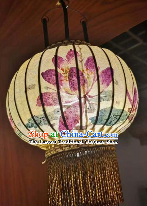 Chinese Traditional Hanging Lantern Handmade Painting Lotus Palace Lanterns