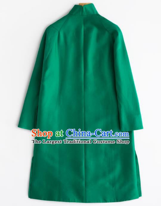 Chinese Traditional National Costume Tang Suit Embroidered Green Coat for Women