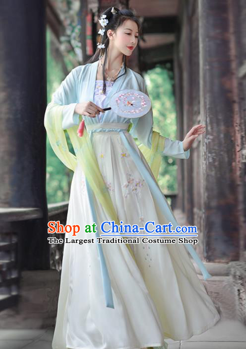 Chinese Ancient Palace Princess Embroidered Traditional Dress Tang Dynasty Historical Costume for Women