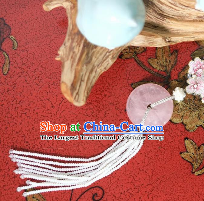 Chinese Traditional Accessories Classical Rose Chalcedony Tassel Necklace for Women