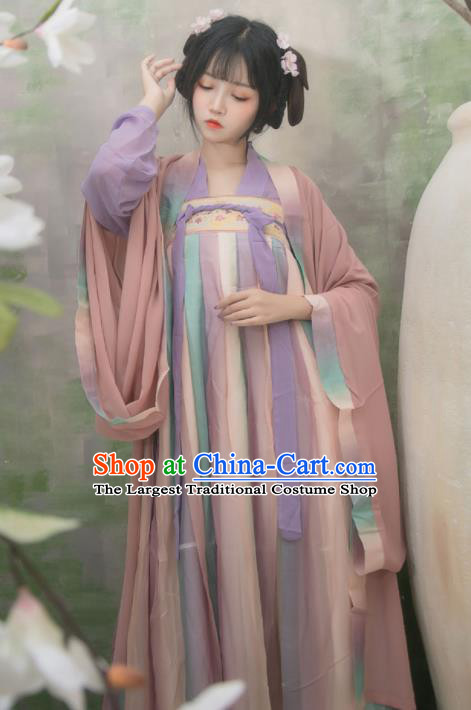 Chinese Ancient Peri Hanfu Dress Tang Dynasty Palace Princess Traditional Historical Costume for Women