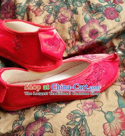 Chinese Ancient Princess Wedding Red Shoes Traditional Cloth Shoes Hanfu Shoes Embroidered Shoes for Women