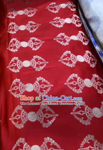 Chinese Traditional Buddhism Pattern Design Red Brocade Silk Fabric Tibetan Robe Fabric Asian Material