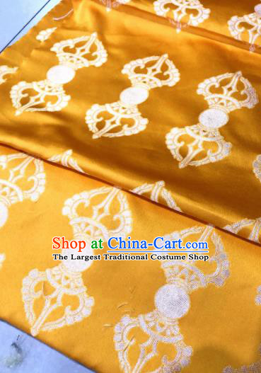 Chinese Traditional Buddhism Pattern Design Golden Brocade Silk Fabric Tibetan Robe Fabric Asian Material