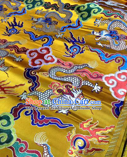 Chinese Traditional Buddhism Cloud Dragons Pattern Design Golden Brocade Silk Fabric Tibetan Robe Satin Fabric Asian Material