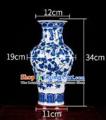 Chinese Jingdezhen Ceramic Craft Twine Pattern Fishtail Vase Enamel Handicraft Traditional Porcelain Vase