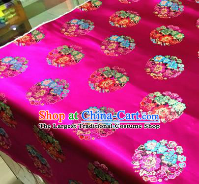 Chinese Traditional Buddhism Round Peony Pattern Rosy Brocade Silk Fabric Tibetan Robe Satin Fabric Asian Material