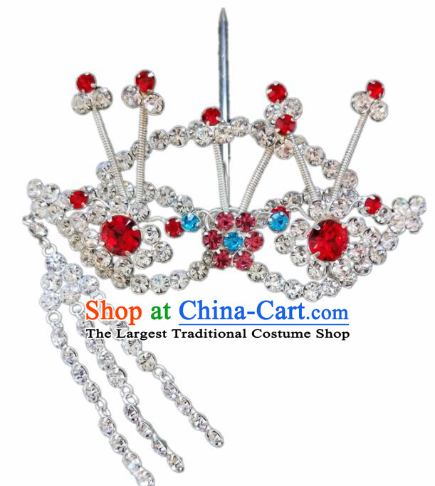 Chinese Ancient Princess Crystal Hairpins Traditional Peking Opera Artiste Headwear for Women