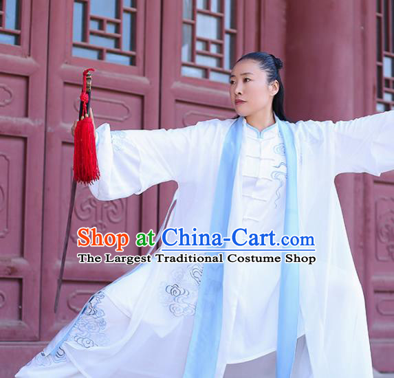 Chinese Traditional Martial Arts Competition Embroidered Costume Kung Fu Tai Chi Clothing for Women