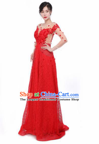 Top Grade Chorus Red Dress Opening Dance Stage Performance Costume for Women