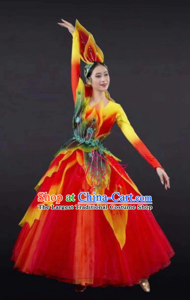 Chinese Traditional Spring Festival Gala Opening Dance Red Dress Modern Dance Stage Performance Costume for Women