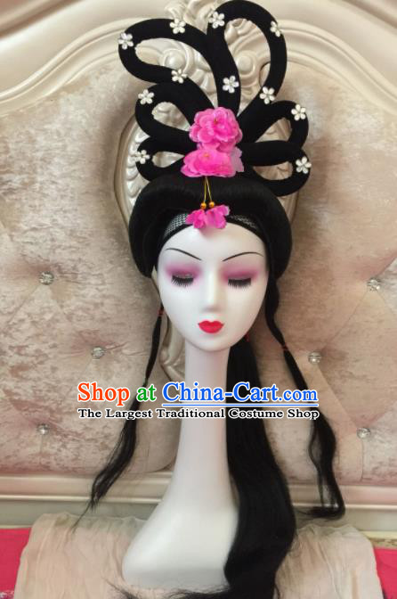Chinese Traditional Beijing Opera Diva Fairy Wig Sheath Peking Opera Peri Chignon Hair Accessories for Women