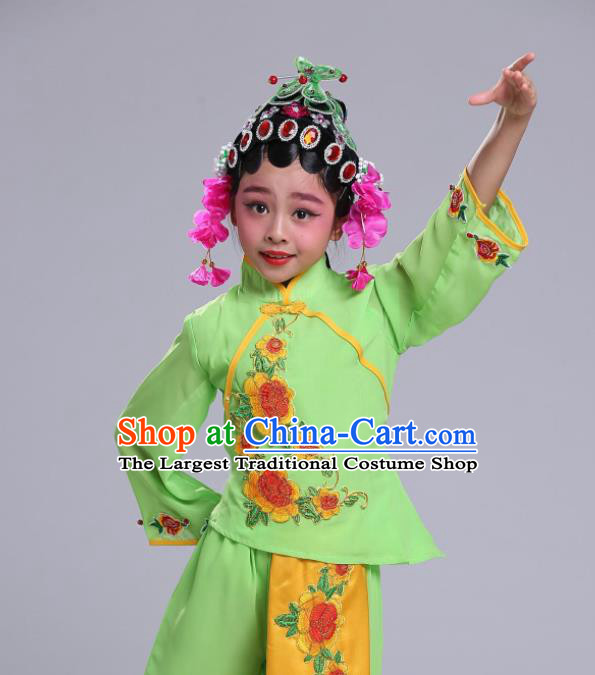 Chinese Traditional Beijing Opera Costume Peking Opera Diva Green Clothing for Kids