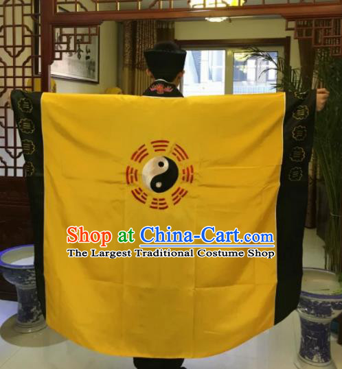 Chinese National Taoism Yellow Priest Frock Cassock Traditional Taoist Priest Rites Costume for Men