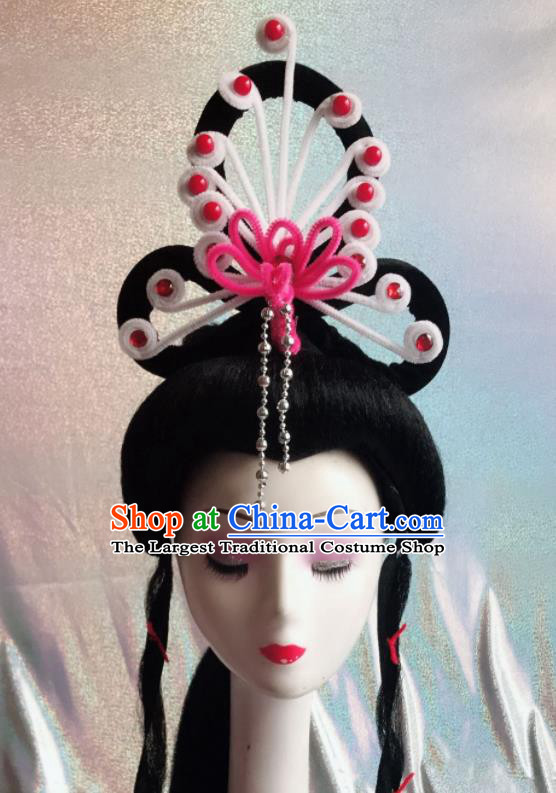 Chinese Traditional Beijing Opera Peri White Phoenix Hairpins Peking Opera Diva Hair Accessories for Women