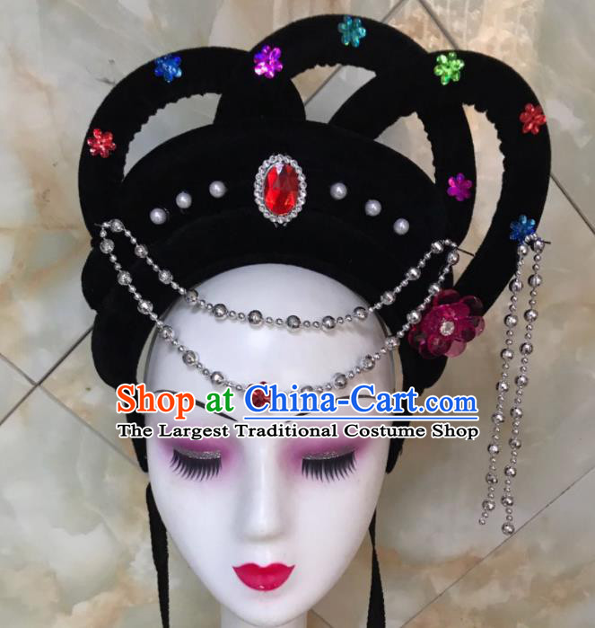 Chinese Traditional Beijing Opera Nobility Lady Wigs and Hairpins Peking Opera Princess Hair Accessories for Women