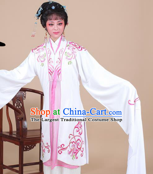Chinese Traditional Shaoxing Opera Madam White Snake Embroidered Dress Beijing Opera Hua Dan Costume for Women