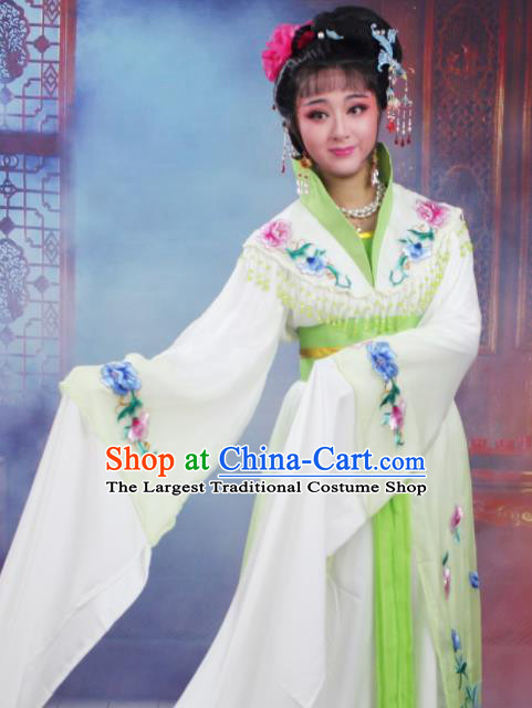 Chinese Traditional Huangmei Opera Nobility Lady Embroidered Green Dress Beijing Opera Hua Dan Costume for Women