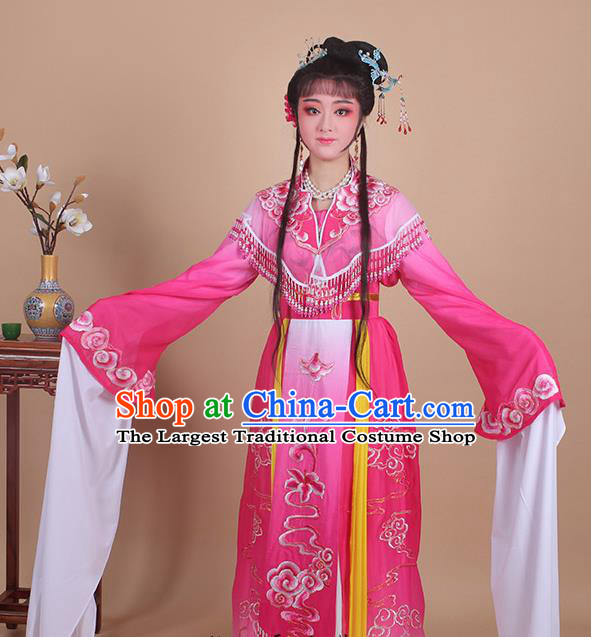Chinese Traditional Shaoxing Opera Peri Embroidered Rosy Dress Beijing Opera Princess Hua Dan Costume for Women