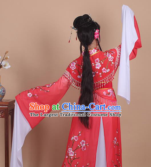Chinese Traditional Shaoxing Opera Embroidered Plum Blossom Red Dress Beijing Opera Princess Hua Dan Costume for Women
