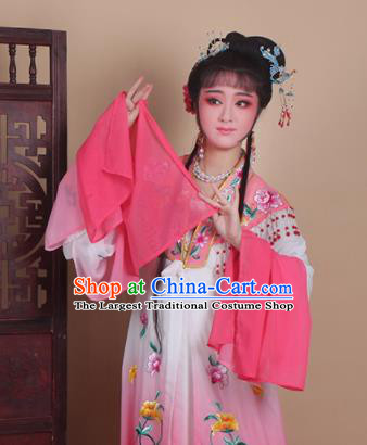 Chinese Traditional Huangmei Opera Actress Embroidered Pink Dress Beijing Opera Hua Dan Costume for Women