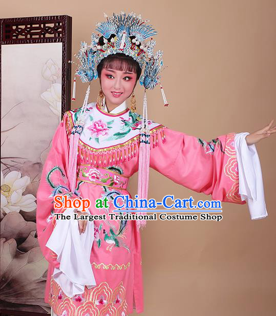 Chinese Traditional Shaoxing Opera Imperial Consort Embroidered Pink Dress Beijing Opera Hua Dan Costume for Women