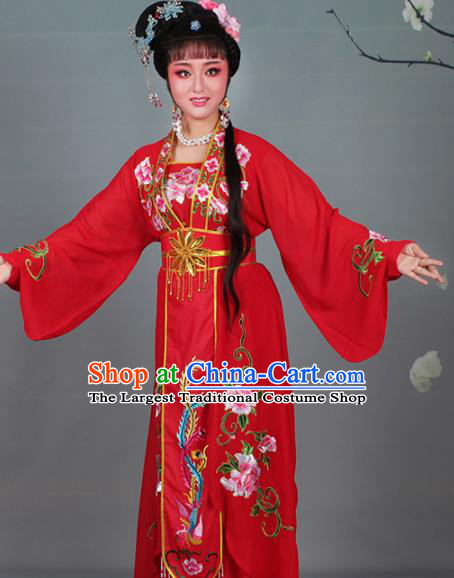Chinese Traditional Shaoxing Opera Red Dress Beijing Opera Hua Dan Embroidered Costume for Women