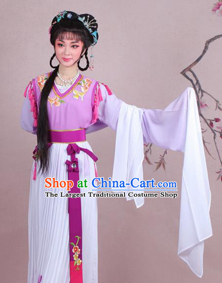 Chinese Traditional Shaoxing Opera Servant Girl Embroidered Purple Dress Beijing Opera Maidservants Costume for Women