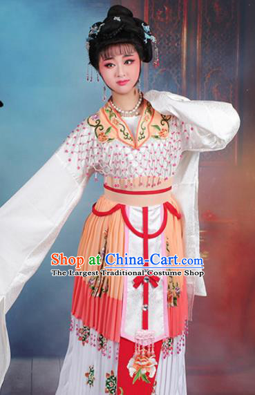 Chinese Traditional Shaoxing Opera Hua Dan Princess Embroidered Orange Dress Beijing Opera Peri Costume for Women