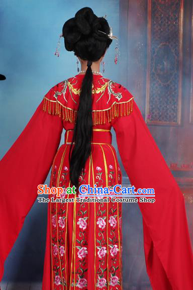 Chinese Traditional Shaoxing Opera Court Princess Embroidered Red Dress Beijing Opera Hua Dan Costume for Women