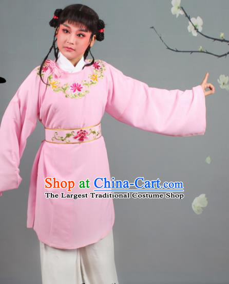 Chinese Traditional Peking Opera Livehand Pink Clothing Beijing Opera Servant Costume for Men