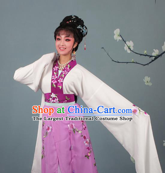 Chinese Traditional Huangmei Opera Rich Lady Embroidered Purple Dress Beijing Opera Hua Dan Costume for Women
