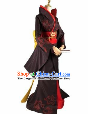 Chinese Traditional Cosplay Princess Black Hanfu Dress Ancient Swordswoman Costume for Women